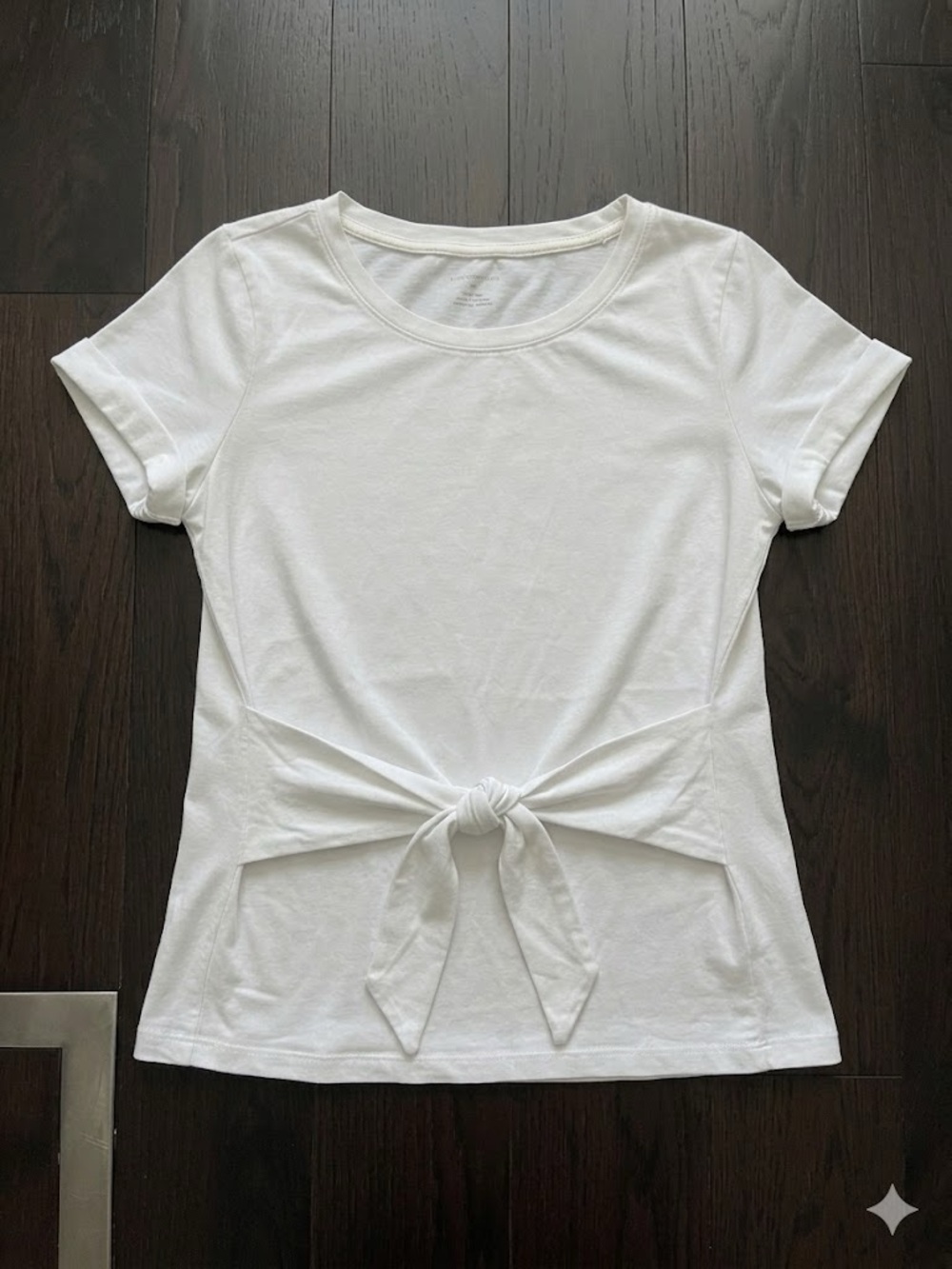 Anthropologie White Cotton Short-Sleeve Fromt Tie T-shirt